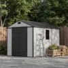 8x10_plastic_shed_with_window_gray_scene Patiowell 8x10 Plastic Storage Shed with Window and Lockable Door, Gray