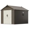 Kick-it 8x10 Plastic Storage Shed with Floor, Brown