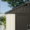 Kick-it 8x10 Plastic Storage Shed with Floor and Windows, Gray & Beige