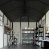 Kick-it 8x10 Plastic Storage Shed with Floor and Windows, Gray & Beige