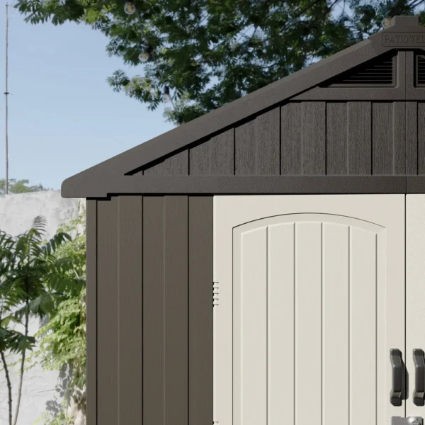 Kick-it 8x10 Plastic Storage Shed with Floor, Brown