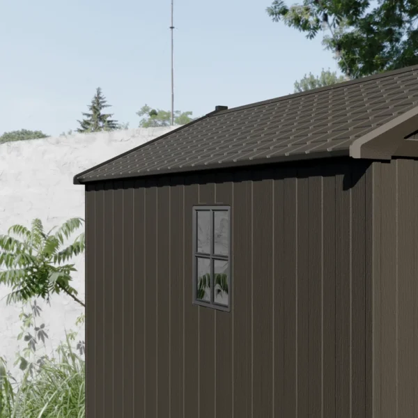 Kick-it 8x10 Plastic Storage Shed with Floor, Brown